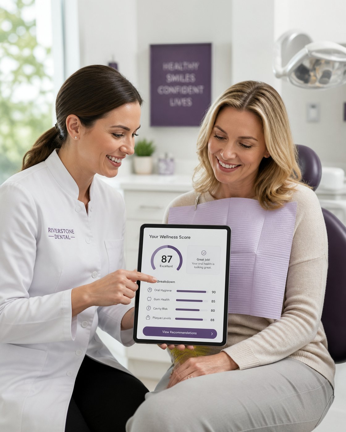 Reviewing the Oral Fitness Score with the patient